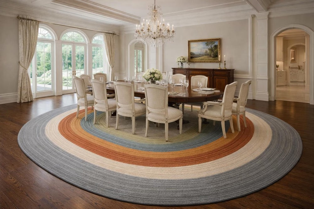 Oval Rug, Multicolor Boho Area Carpet, Scandinavian Home Decor 8x10 rug