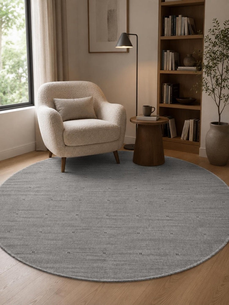 Grey Oval Hand Tufted Wool Rug, Modern Minimalist Scandinavian Carpet