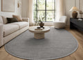 Grey Oval Hand Tufted Wool Rug, Modern Minimalist Scandinavian Carpet