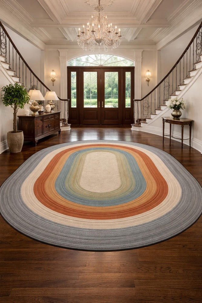 Oval Rug, Multicolor Boho Area Carpet, Scandinavian Home Decor 8x10 rug