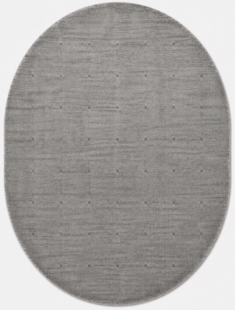 Grey Oval Hand Tufted Wool Rug, Modern Minimalist Scandinavian Carpet